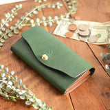 【差し色・糸色が選べる!】たっぷり入る!ロングウォレットtype201(アイビーグリーン)