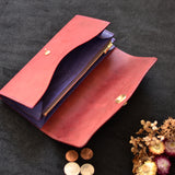 【差し色・糸色が選べる!】たっぷり入る!ロングウォレットtype201(ワインレッド)