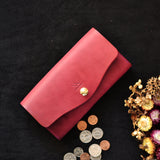 【差し色・糸色が選べる!】たっぷり入る!ロングウォレットtype201(ワインレッド)