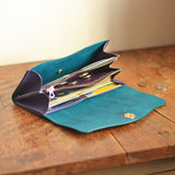 【差し色・糸色が選べる!】たっぷり入る!ロングウォレットtype201(セルリアンブルー)