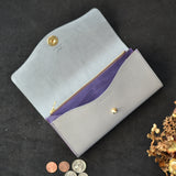 【差し色・糸色が選べる!】たっぷり入る!ロングウォレットtype201(グレー)