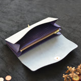 【差し色・糸色が選べる!】たっぷり入る!ロングウォレットtype201(グレー)