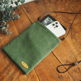 『開け閉めらくらく♪』バネ口金のスマホポシェット(姫路シュリンク・アイビーグリーン)