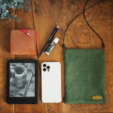 『開け閉めらくらく♪』バネ口金のスマホポシェット(姫路シュリンク・アイビーグリーン)