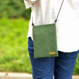 『開け閉めらくらく♪』バネ口金のスマホポシェット(姫路シュリンク・アイビーグリーン)