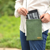 『開け閉めらくらく♪』バネ口金のスマホポシェット(姫路シュリンク・アイビーグリーン)