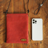 『開け閉めらくらく♪』バネ口金のスマホポシェット(姫路シュリンク・サーモンレッド)