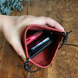 『開け閉めらくらく♪』バネ口金のスマホポシェット(姫路シュリンク・サーモンレッド)