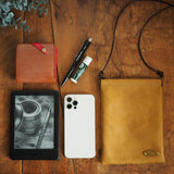 『開け閉めらくらく♪』バネ口金のスマホポシェット(姫路シュリンク・マスタード)