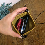 『開け閉めらくらく♪』バネ口金のスマホポシェット(姫路シュリンク・マスタード)